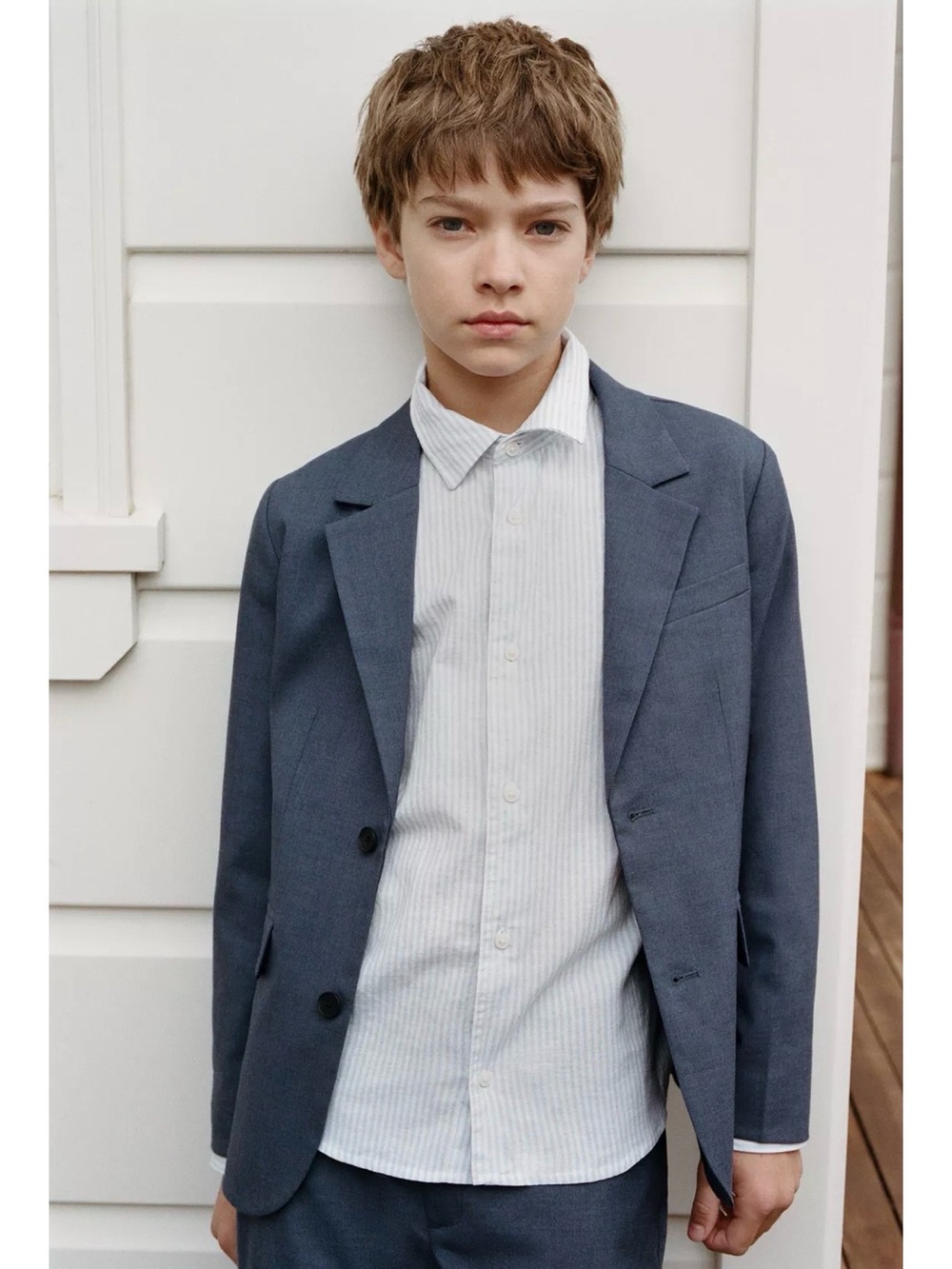 ZARA kids Navy Textured Two-Button Blazer